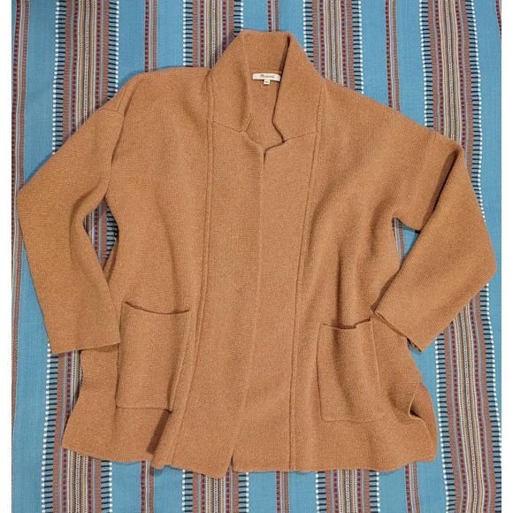 Madewell Sweaters - Madewell Spencer Sweater Coat Size L Merino Wool Blend Cardigan Camel Carmel